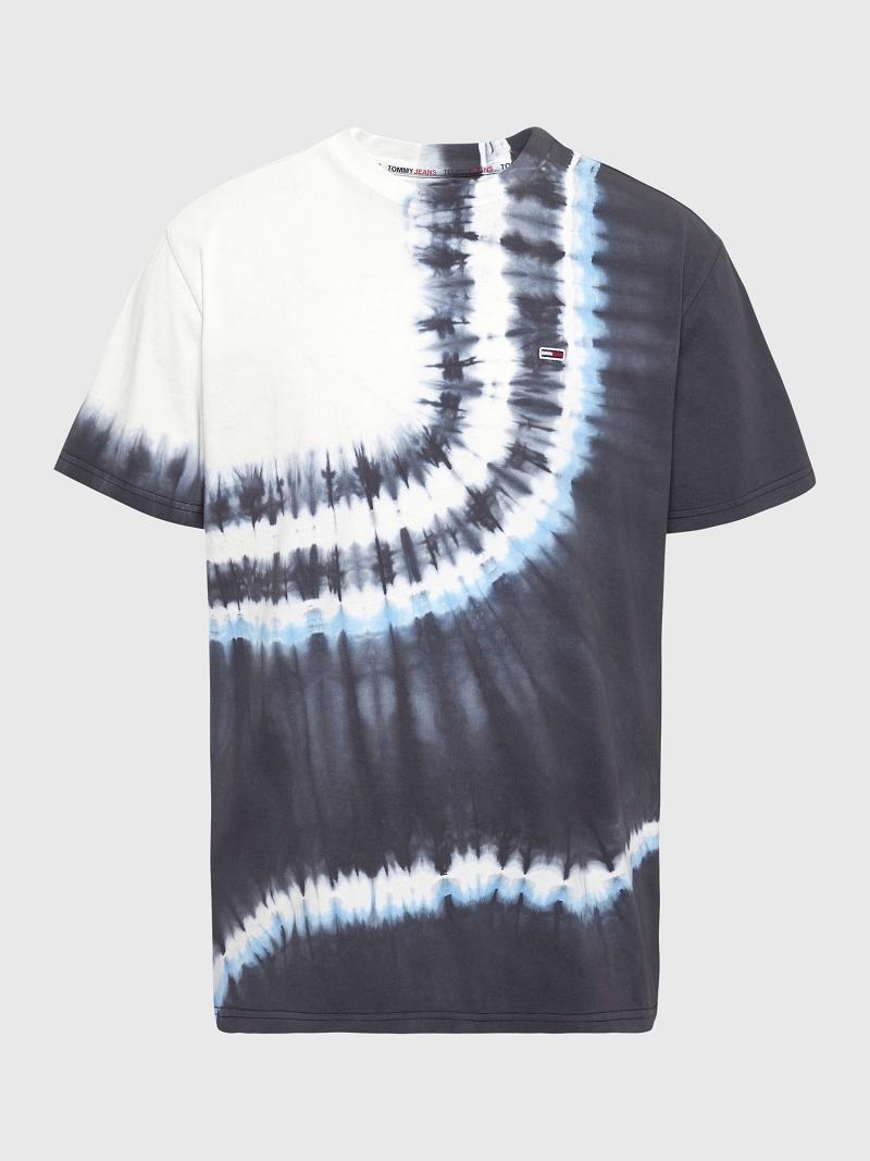 Férfi Tommy Hilfiger Tie-dye Póló Fekete | HU 865YXF